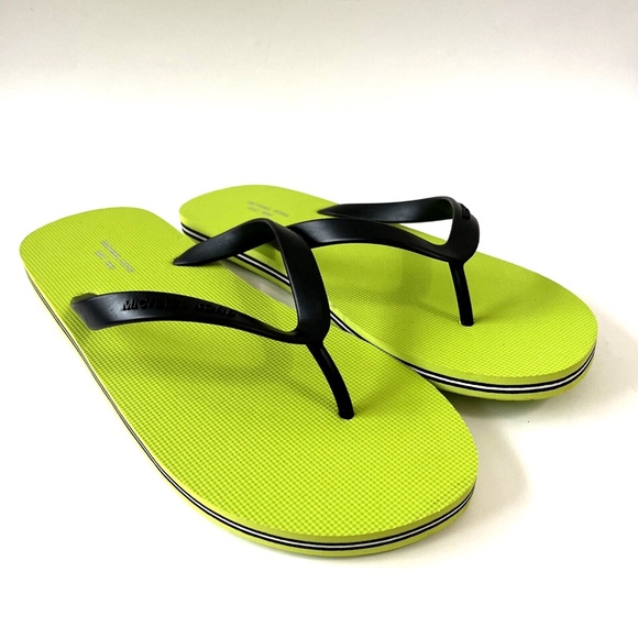 NWOB MICHAEL KORS RX21K Men\'s Flip Flops Lime Green Black Sandals Size 11 main image 4